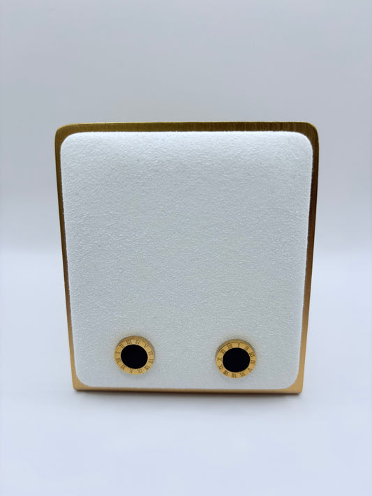 18k Gold Plated Black Studs