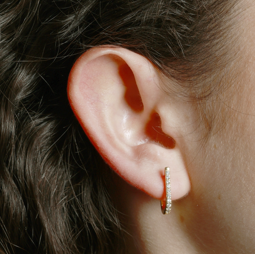 Pave Rectangle Hoops