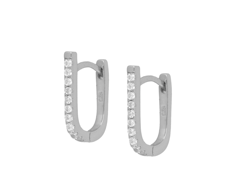 Pave Rectangle Hoops